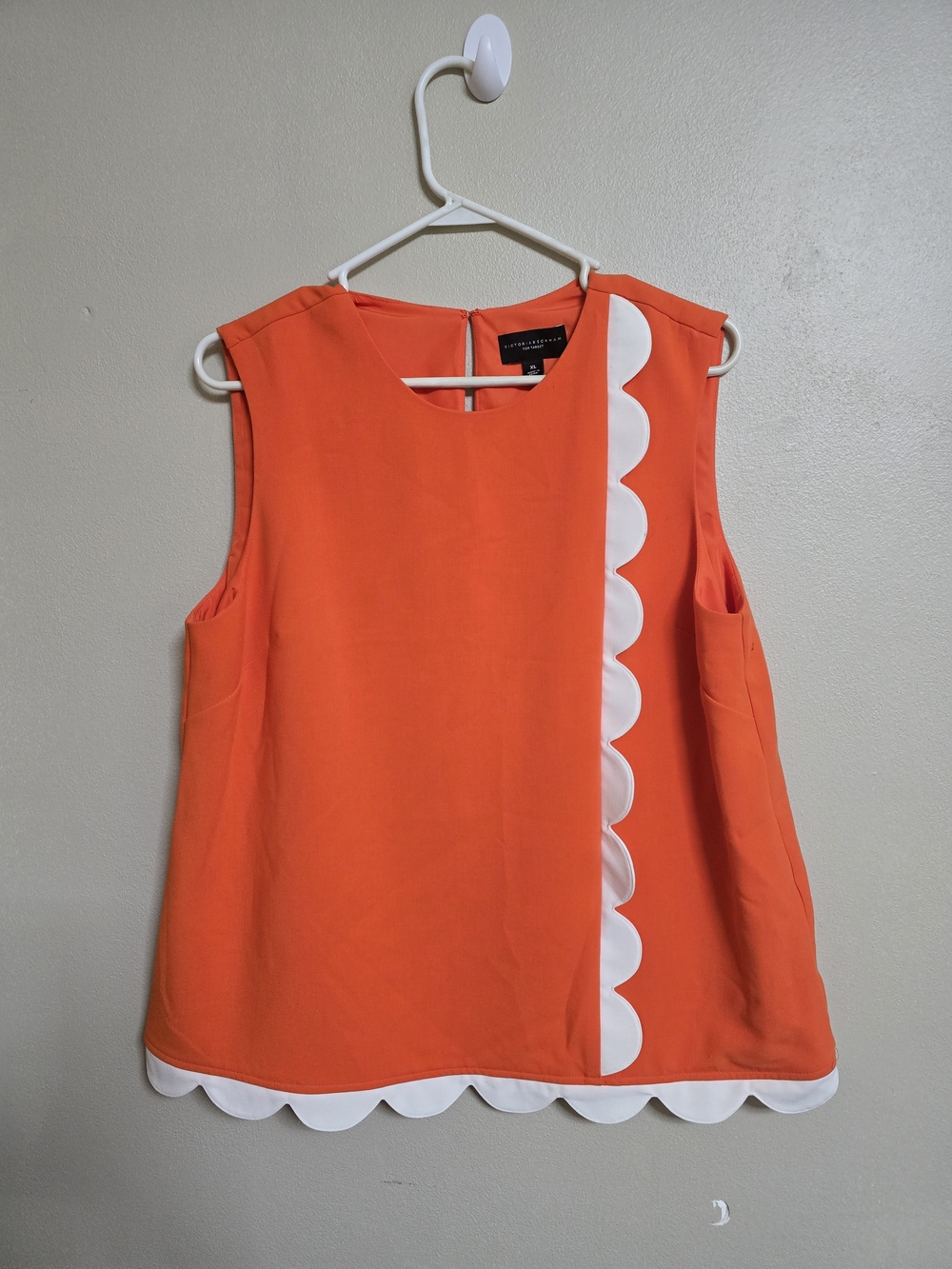 Victoria Beckham for Target Orange Tank Top with White Scallop Trim Size XL